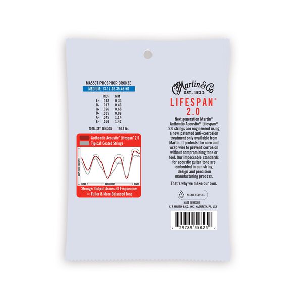 Authentic Acoustic Lifespan® 2.0 Guitar Strings Phosphor Bronze image number 1